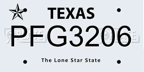 PFG3206 Texas License Plate