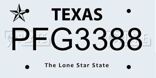 PFG3388 Texas License Plate