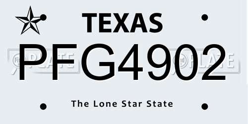 PFG4902 Texas License Plate