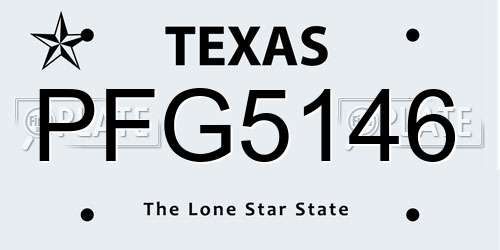 PFG5146 Texas License Plate