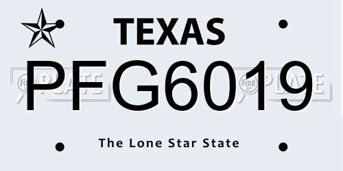 PFG6019 Texas License Plate