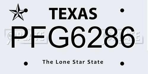 PFG6286 Texas License Plate