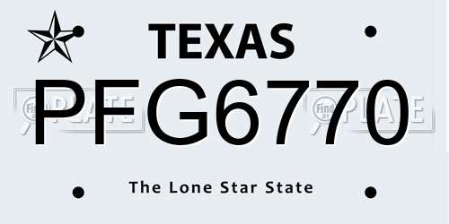 PFG6770 Texas License Plate