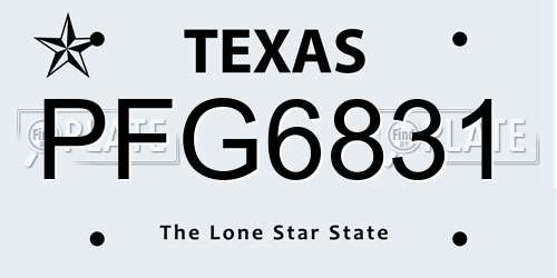PFG6831 Texas License Plate