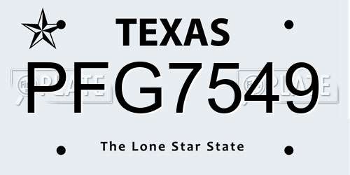 PFG7549 Texas License Plate
