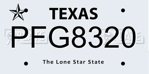 PFG8320 Texas License Plate
