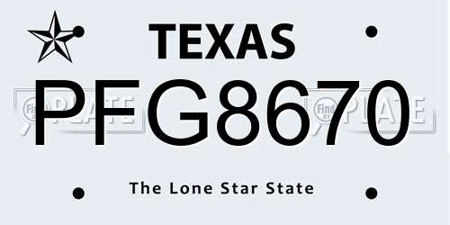 PFG8670 Texas License Plate