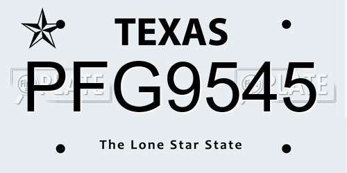PFG9545 Texas License Plate