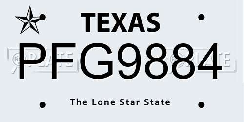 PFG9884 Texas License Plate