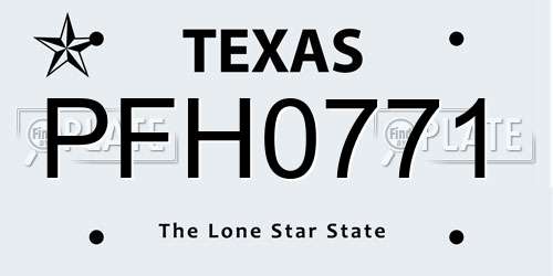 PFH0771 Texas License Plate