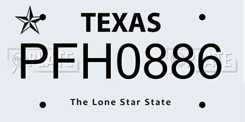 PFH0886 Texas License Plate