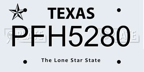 PFH5280 Texas License Plate