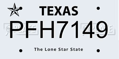 PFH7149 Texas License Plate