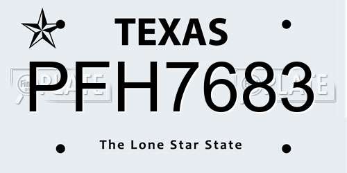 PFH7683 Texas License Plate