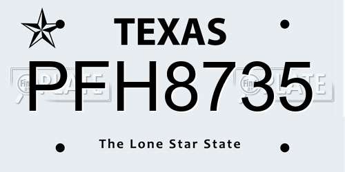 PFH8735 Texas License Plate
