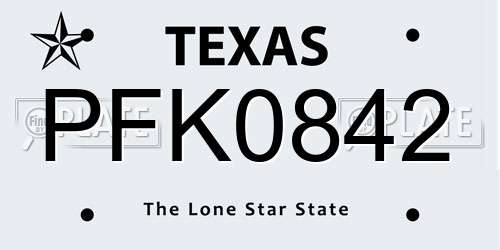 PFK0842 Texas License Plate