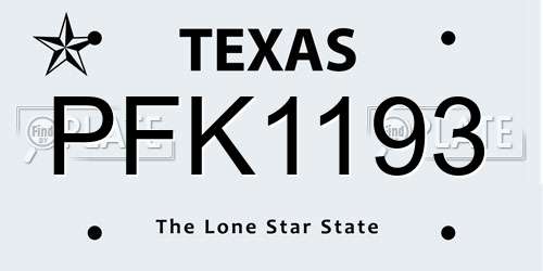 PFK1193 Texas License Plate