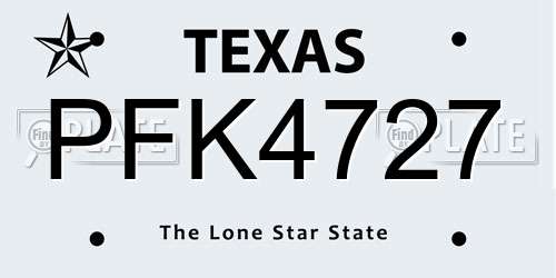 PFK4727 Texas License Plate
