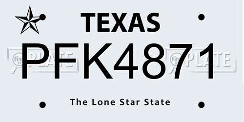 PFK4871 Texas License Plate