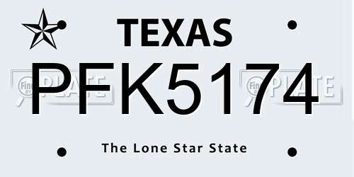 PFK5174 Texas License Plate