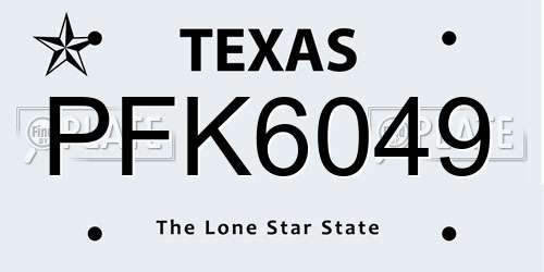 PFK6049 Texas License Plate