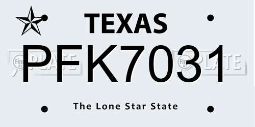 PFK7031 Texas License Plate