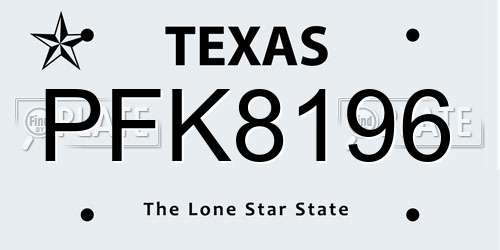 PFK8196 Texas License Plate