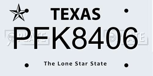 PFK8406 Texas License Plate