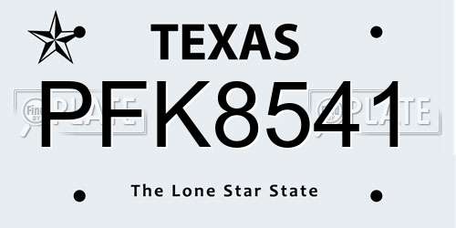 PFK8541 Texas License Plate