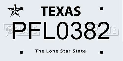 PFL0382 Texas License Plate