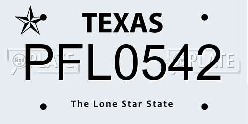 PFL0542 Texas License Plate