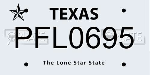 PFL0695 Texas License Plate