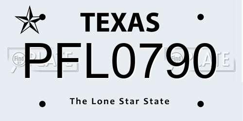 PFL0790 Texas License Plate
