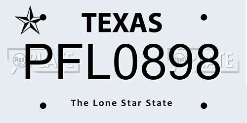 PFL0898 Texas License Plate