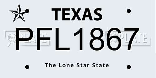 PFL1867 Texas License Plate
