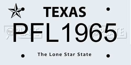 PFL1965 Texas License Plate