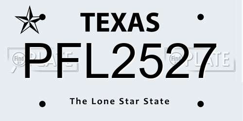 PFL2527 Texas License Plate