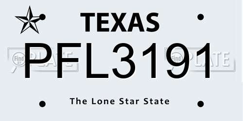 PFL3191 Texas License Plate