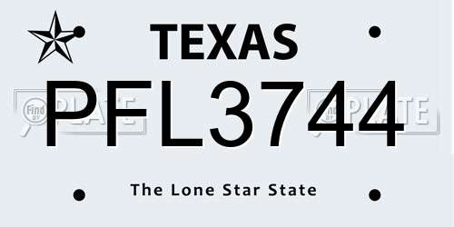 PFL3744 Texas License Plate