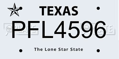 PFL4596 Texas License Plate