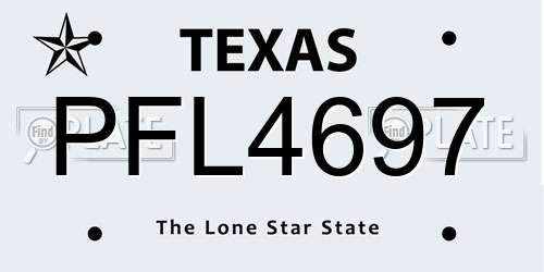PFL4697 Texas License Plate