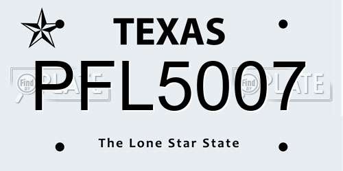PFL5007 Texas License Plate