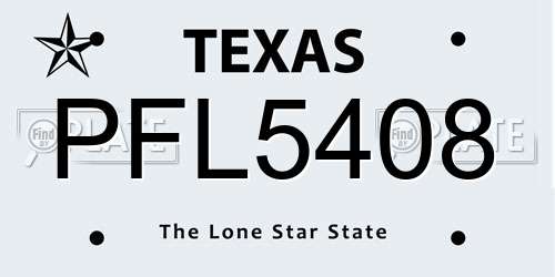 PFL5408 Texas License Plate
