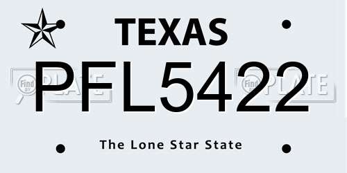 PFL5422 Texas License Plate