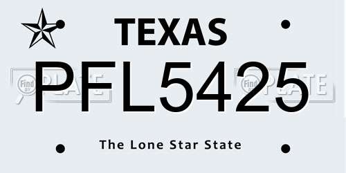 PFL5425 Texas License Plate