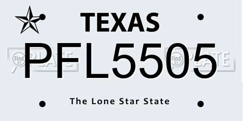 PFL5505 Texas License Plate