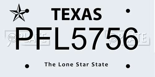 PFL5756 Texas License Plate