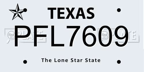 PFL7609 Texas License Plate
