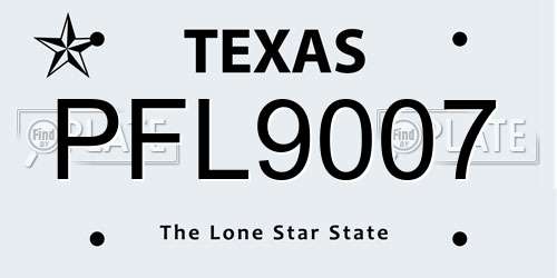 PFL9007 Texas License Plate