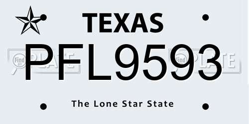 PFL9593 Texas License Plate
